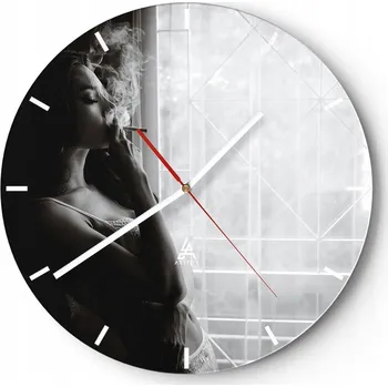 Hodiny Velké nástěnné hodiny na zeď 40x40 Žena Skleněné hodiny Kulatý Tiché