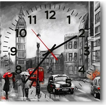 Hodiny Nástěnné hodiny do obýváku 40x40 Londýn Bezhluké Hodiny na skle Tiché