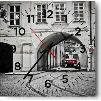 Hodiny Nástěnné hodiny do obýváku 40x40 Město Bez Hlučné Skleněné hodiny Tiché