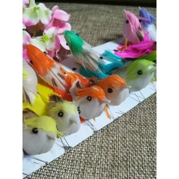 umělá květina Ptáček s drátkem barevný, Barva Oranžová světlá