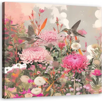 Obraz OBRAZ NA PLÁTNĚ NA ZEĎ PTÁCI A KVĚTINY NA POLI 50x50