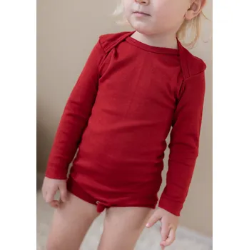 Kojenecký body Dětské body z merino vlny a hedvábí Cosilana s dlouhým rukávem červené Velikost: 62/68