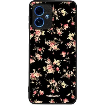 Pouzdro na mobilní telefon Lesklý kryt Mobiwear Glossy - Motorola Moto G54 5G - G039G - Květy na černé (Prémiové lesklé pouzdro, obal, kryt Mobiwear Glossy na mobil Motorola Moto G54 5G - G039G - Květy na černé, materiál Plast + TPU silikon - krytí po všech stranách, neošoupatelný)