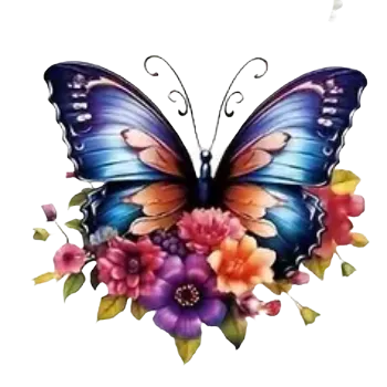 Nášivka Nažehlovací obrázek - motýl s květy VIII (9,1 x 10,0 cm)