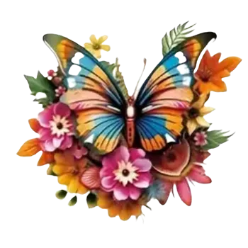 Nažehlovací obrázek - motýl s květy XI (9,1 x 10,0 cm)