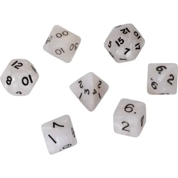 Příslušenství k deskovým hrám Bartl Sada 7 kostek 16mm pro RPG - Bílá s černou 112911 (HOTGames)