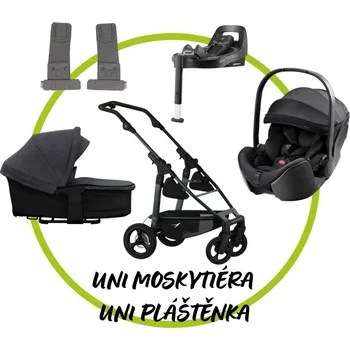 Kočárek TFK - Trends for Kids Akční set TFK Mono 4 frame - air chamber wheel + Hluboká korba kombi Premium + Pláštěnka + Moskytiéra + adaptéry na autosedačku + autosedačka Britax Romer BabySafe PRO + isofix base