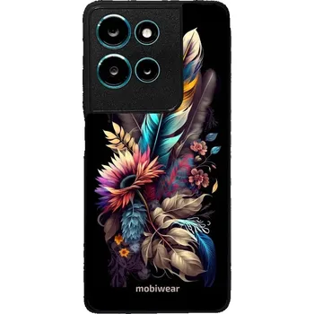 Pouzdro na mobilní telefon Lesklý kryt Mobiwear Glossy - Motorola Moto G75 5G - G011G Kytice s pírkem (Prémiové lesklé pouzdro, obal, kryt Mobiwear Glossy na mobil Motorola Moto G75 5G - G011G Kytice s pírkem, materiál Plast + TPU silikon - krytí po všech stranách, neošoupatelný)