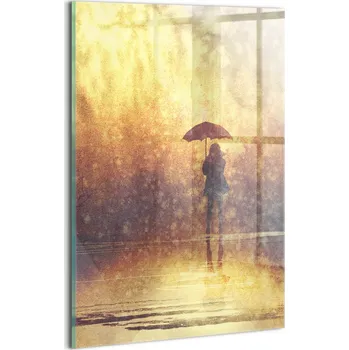 Obraz Fotoobraz na tvrzeném skle Stylový Dárek Žena s deštníkem 20x30
