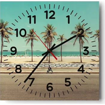 Hodiny Nástěnné hodiny do obýváku 40x40 Pláž Tiché Skleněné hodiny Stylové