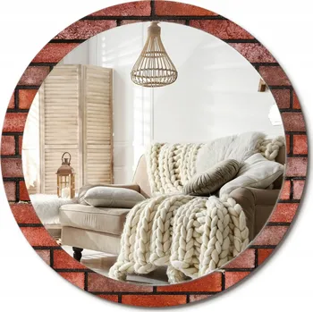 Zrcadlo Moderní dekorativní kulaté zrcadlo s potiskem Červená cihla průměr 100 cm