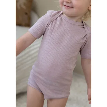 Dětské body z merino vlny, bavlny a hedvábí Cosilana s krátkým rukávem růžový melír Velikost: 50/56