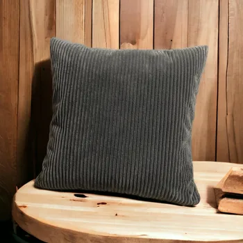 Povlak na polštářek Tmavě šedý dekorativní povlak na polštář s proužky 30x30 cm