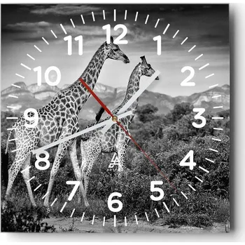 Hodiny Nástěnné hodiny do obýváku 40x40 Žirafa Tiché hodiny na skle Bez hlučný chod
