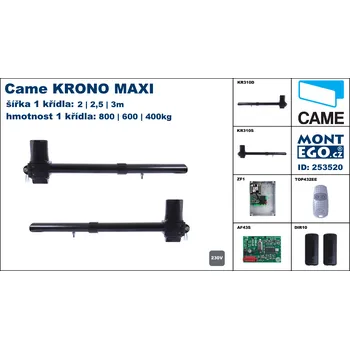 Pohon brány Came Krono Long, pohony pro dvoukřídlovou bránu do 10 m průjezdu