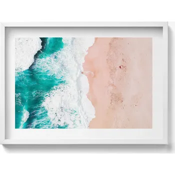 Obraz Dekorativní obraz v rámu do obýváku Vlny na pláži z ptačí perspektivy 70x50 cm