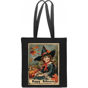 Nákupní taška EKO Bavlněná TAŠKA HAPPY HALLOWEEN na bonbóny malá čarodějnice TT_254