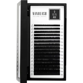 Umělé řasy Umělé řasy pro prodlužování Nanolash - 0.15 zakřivení D mix 6-13mm 16 proužků