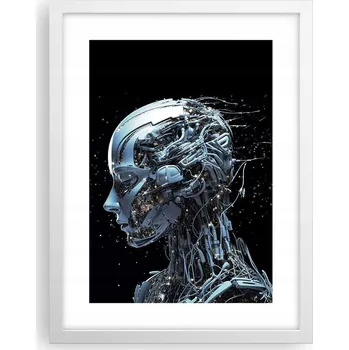 Obraz Obraz plakát v bílém rámu do obýváku 30x40 ai robot foto plakáty na zeď