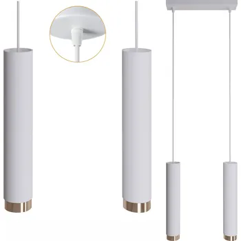ZÁVĚSNÁ LED LAMPA stropní TUBA bílá zlatá TRUBKA ZÁVĚS SPOT LOFT 115 cm