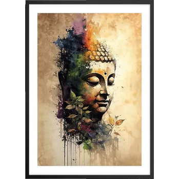 Obraz Plakát v černém rámu do obýváku ložnice 50x70 Buddha moderní obraz