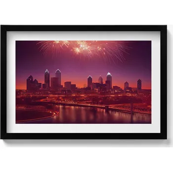 Obraz Moderní nástěnná dekorace Město v noci ohňostroj ve Philadelphii 60x40 cm