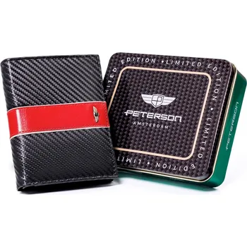 Peněženka Pánská kožená peněženka Peterson PTN 317 MOTO3 černá / červená