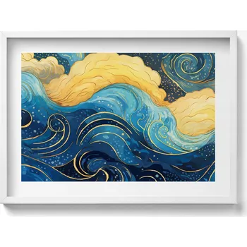 Obraz Nástěnný obraz v bílém rámu do obýváku kuchyně Abstrakce oblaků 70x50 cm