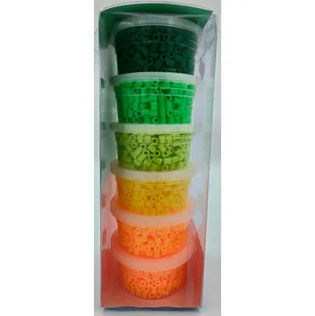 Dětské navlékací korálky ŽEHLÍCÍ KORÁLKY ZÁSOBA 6 ORANŽOVÁ A ZELENÁ