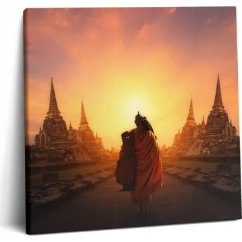 Obraz Foto Obraz na Plátně Moderní Do Obýváku Chrám a Procházející Mnich 60x60