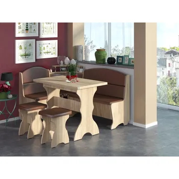 Max-i Rohová jídelní lavice BRANDEE Zvolte barvu:: dub tacho, Materiál: koženka - bordó