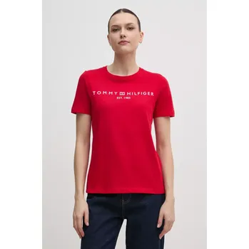 Pánské tričko Bavlněné tričko Tommy Hilfiger červená barva, WW0WW40276 33B, vel. XS