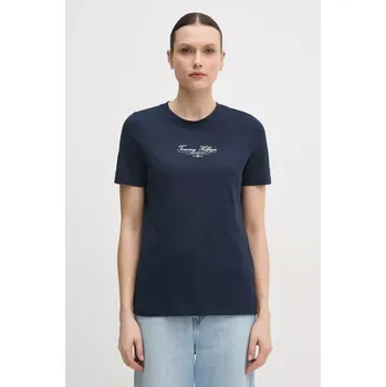 Pánské tričko Bavlněné tričko Tommy Hilfiger tmavomodrá barva, WW0WW45428 59X, vel. XS
