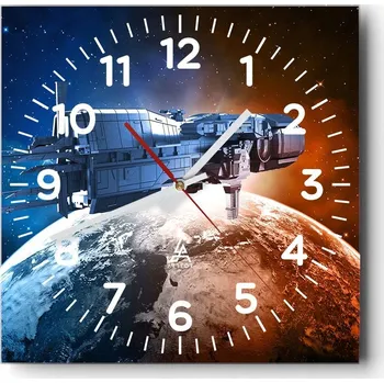 Hodiny Nástěnné hodiny do obýváku 40x40 Kosmos Bezhluczne Skleněné hodiny Tiché