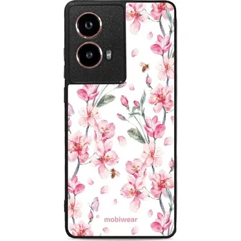 Pouzdro na mobilní telefon Lesklý kryt Mobiwear Glossy - Motorola Moto G85 5G - G033G - Růžové květy (Prémiové lesklé pouzdro, obal, kryt Mobiwear Glossy na mobil Motorola Moto G85 5G - G033G - Růžové květy, materiál Plast + TPU silikon - krytí po všech stranách, neošoupatelný)