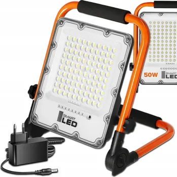 Halogenový LED reflektor 50W akumulátorový + stativ stříbrný