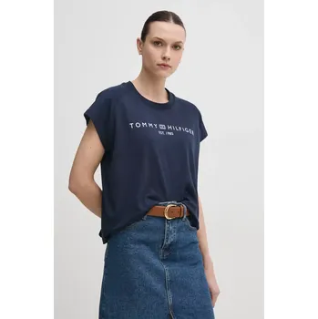 Bavlněné tričko Tommy Hilfiger tmavomodrá barva, WW0WW46113 59X, vel. L