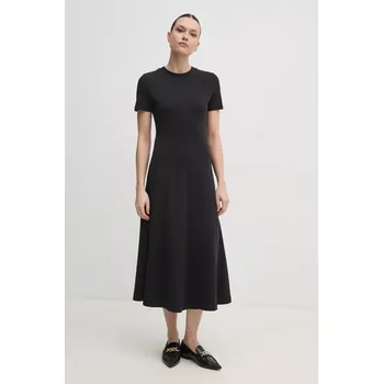 Dámské šaty Bavlněné šaty Tommy Hilfiger černá barva, midi, WW0WW44547 99X, vel. M