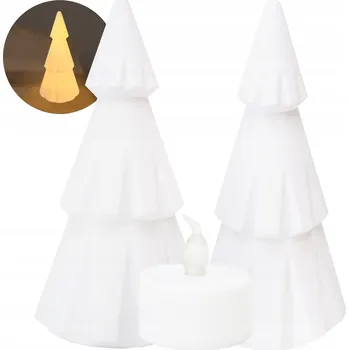 Vánoční dekorace VÁNOČNÍ STROMEK SVÍCEN DEKORACE LED 14,5CM BÍLÝ