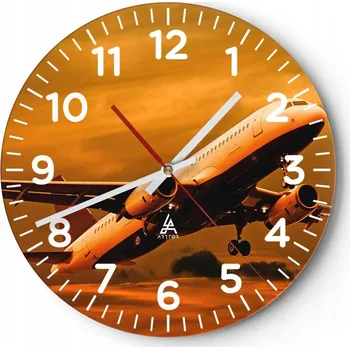 Hodiny Velké nástěnné hodiny na zeď 40x40 Letadlo Skleněné hodiny Kulatý Tiché