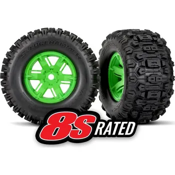 RC náhradní díl Traxxas kolo 4.3/5.7", disk zelený, pneu Sledgehammer (pár)