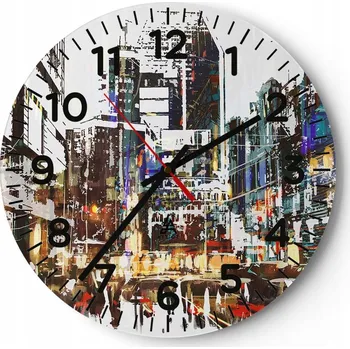 Hodiny Kuchyňské nástěnné hodiny 30x30 Město Moderní skleněné hodiny do obýváku Tiché