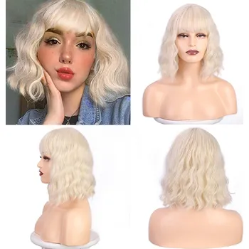 Paruka Platinová blond mikádo paruka Lindra s ofinou