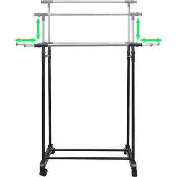 Věšák Nastavitelné věšáky na oblečení, 2 ks, se 2 tyčemi