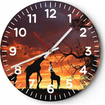 Hodiny Nástěnné hodiny do obýváku 40x40 Zvířata Kulatý Skleněné hodiny Loft Tiché