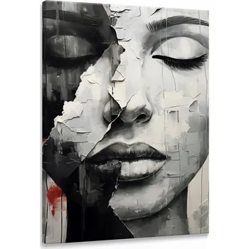 Obraz Obraz do Ložnice Abstraktní PORTRET Ženy Rty Beton 60x90