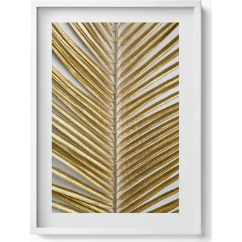 Obraz Dekorativní nástěnný obraz v bílém rámu s grafikou loft List glamour 50x70 cm