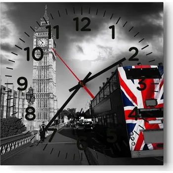 Hodiny Kuchyňské nástěnné hodiny 30x30 Město Skleněné hodiny do obýváku Moderní Tiché