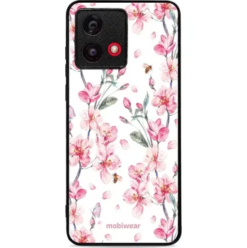 Pouzdro na mobilní telefon Lesklý kryt Mobiwear Glossy - Motorola Moto G84 - G033G - Růžové květy (Prémiové lesklé pouzdro, obal, kryt Mobiwear Glossy na mobil Motorola Moto G84 - G033G - Růžové květy, materiál Plast + TPU silikon - krytí po všech stranách, neošoupatelný potisk,)