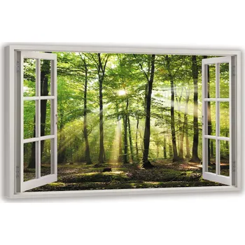 Obraz Obraz pohled oknem les stromy slunce 70x50